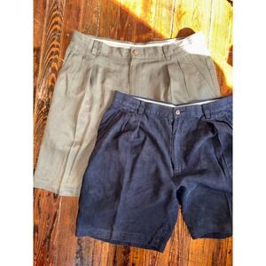Tommy Bahama Men's Silk Pleated Shorts Navy & Olive Size 35